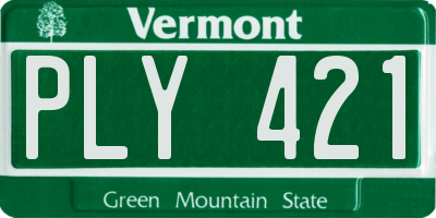VT license plate PLY421