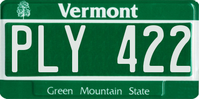 VT license plate PLY422