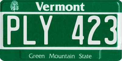 VT license plate PLY423