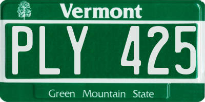 VT license plate PLY425