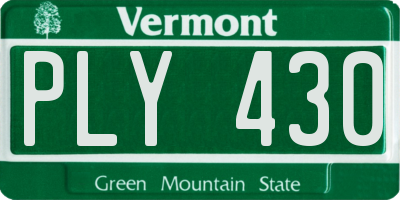 VT license plate PLY430
