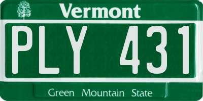 VT license plate PLY431