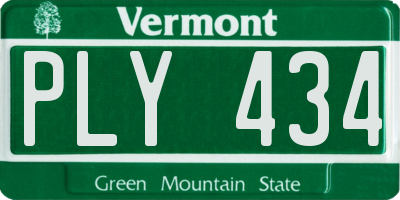 VT license plate PLY434