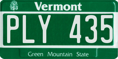 VT license plate PLY435