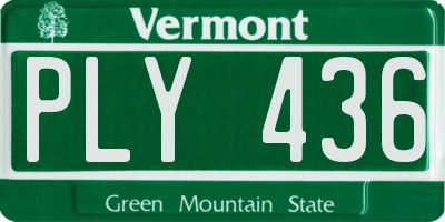 VT license plate PLY436