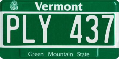 VT license plate PLY437