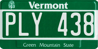 VT license plate PLY438