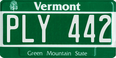 VT license plate PLY442