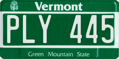 VT license plate PLY445