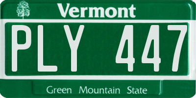 VT license plate PLY447