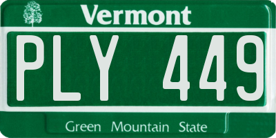 VT license plate PLY449
