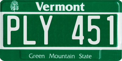 VT license plate PLY451