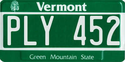 VT license plate PLY452