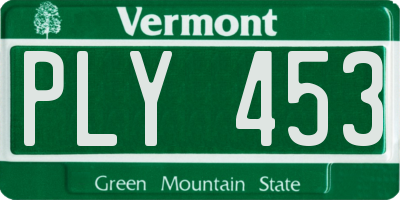 VT license plate PLY453