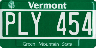 VT license plate PLY454