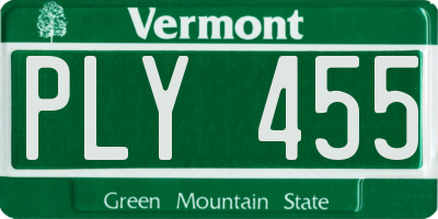 VT license plate PLY455