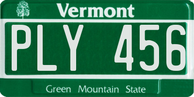 VT license plate PLY456