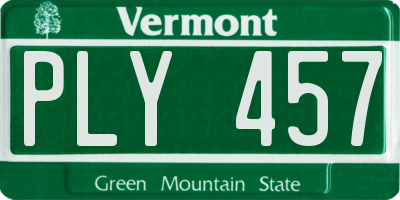 VT license plate PLY457