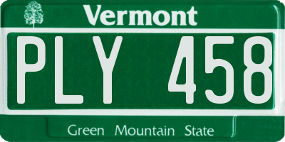 VT license plate PLY458