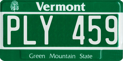 VT license plate PLY459