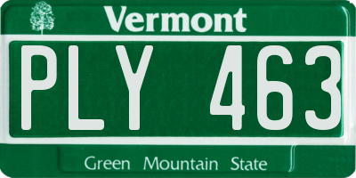 VT license plate PLY463