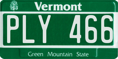 VT license plate PLY466