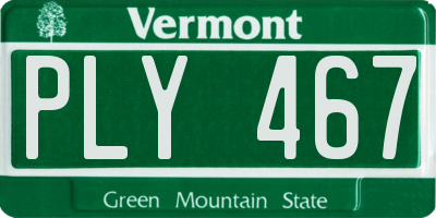 VT license plate PLY467