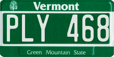 VT license plate PLY468