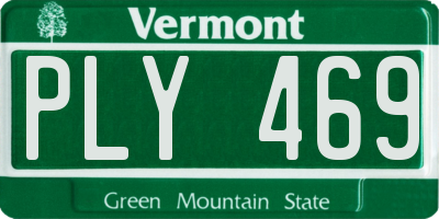 VT license plate PLY469