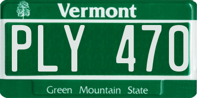 VT license plate PLY470