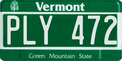 VT license plate PLY472