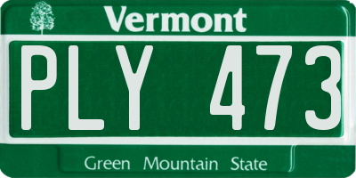 VT license plate PLY473