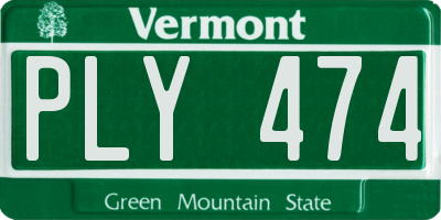 VT license plate PLY474