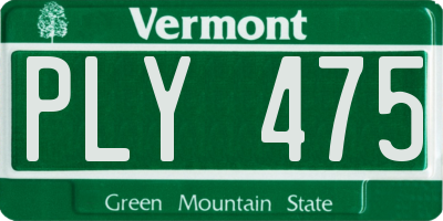 VT license plate PLY475