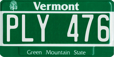 VT license plate PLY476