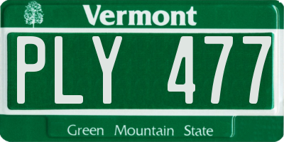 VT license plate PLY477