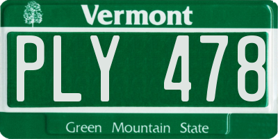 VT license plate PLY478