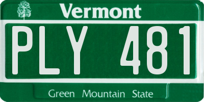 VT license plate PLY481