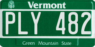 VT license plate PLY482