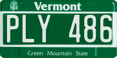 VT license plate PLY486