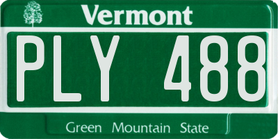 VT license plate PLY488