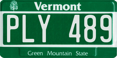 VT license plate PLY489