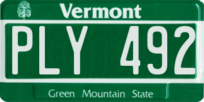 VT license plate PLY492