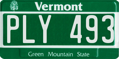 VT license plate PLY493