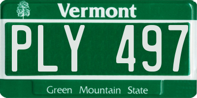 VT license plate PLY497