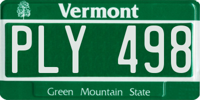 VT license plate PLY498