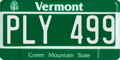 VT license plate PLY499