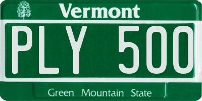 VT license plate PLY500