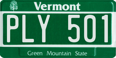 VT license plate PLY501
