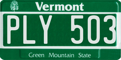 VT license plate PLY503